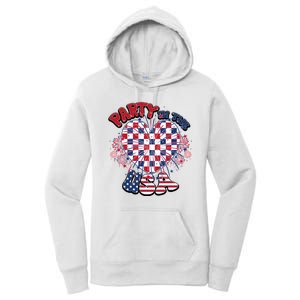 Party In The Usa Firework Red White Blue Heart Women's Pullover Hoodie