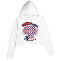 Party In The Usa Firework Red White Blue Heart Crop Fleece Hoodie