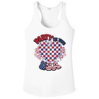 Party In The Usa Firework Red White Blue Heart Ladies PosiCharge Competitor Racerback Tank