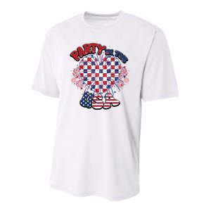 Party In The Usa Firework Red White Blue Heart Youth Performance Sprint T-Shirt