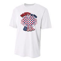 Party In The Usa Firework Red White Blue Heart Youth Performance Sprint T-Shirt