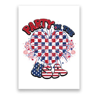 Party In The Usa Firework Red White Blue Heart Poster