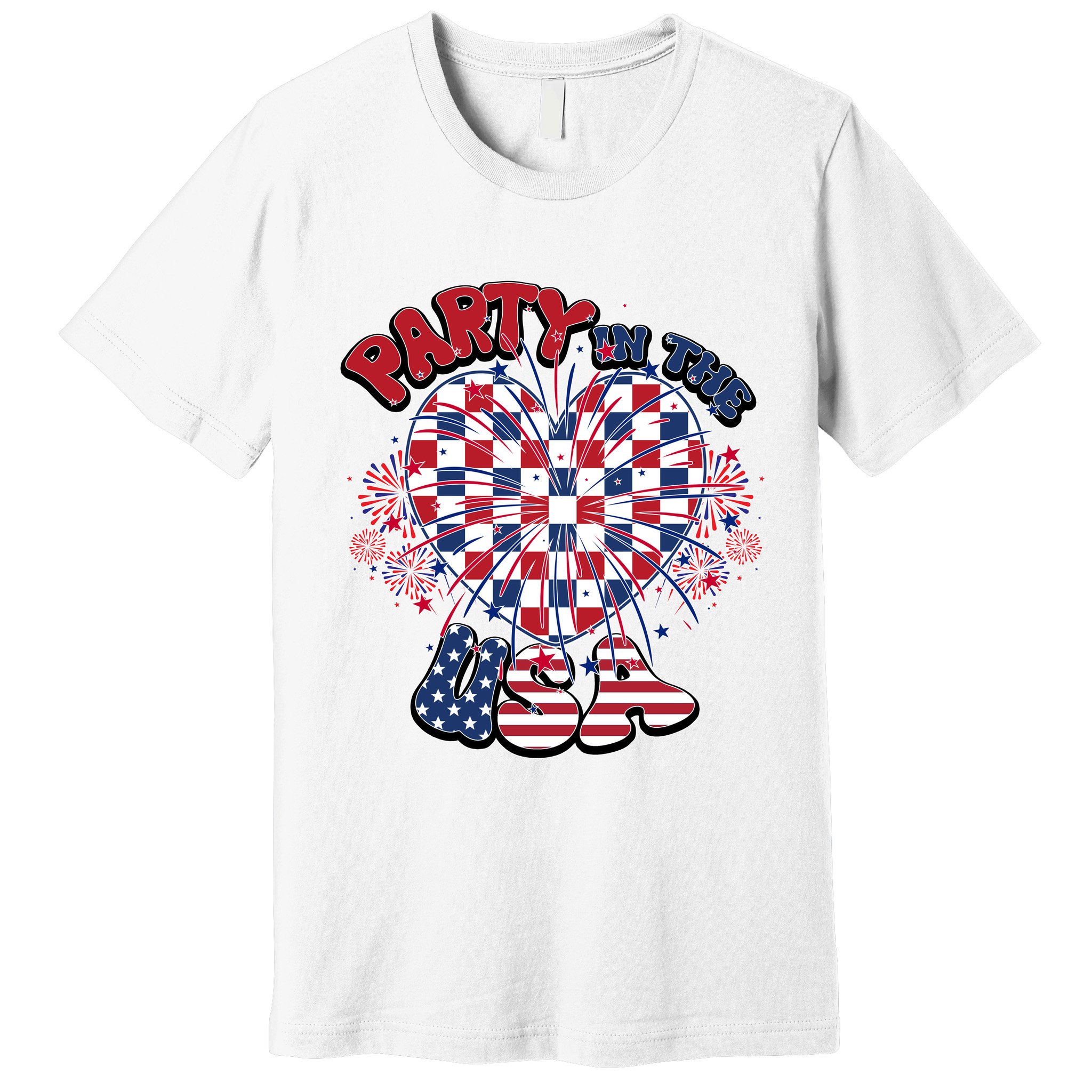 Party In The Usa Firework Red White Blue Heart Premium T-Shirt