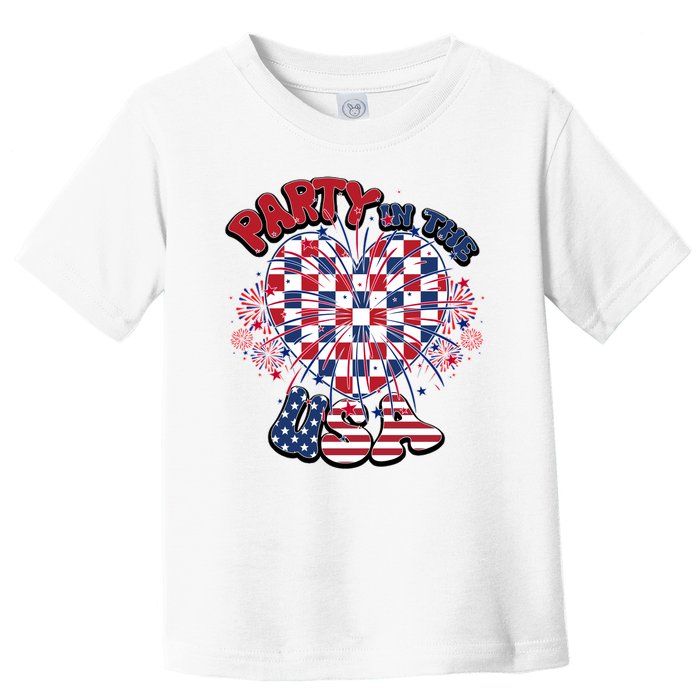 Party In The Usa Firework Red White Blue Heart Toddler T-Shirt