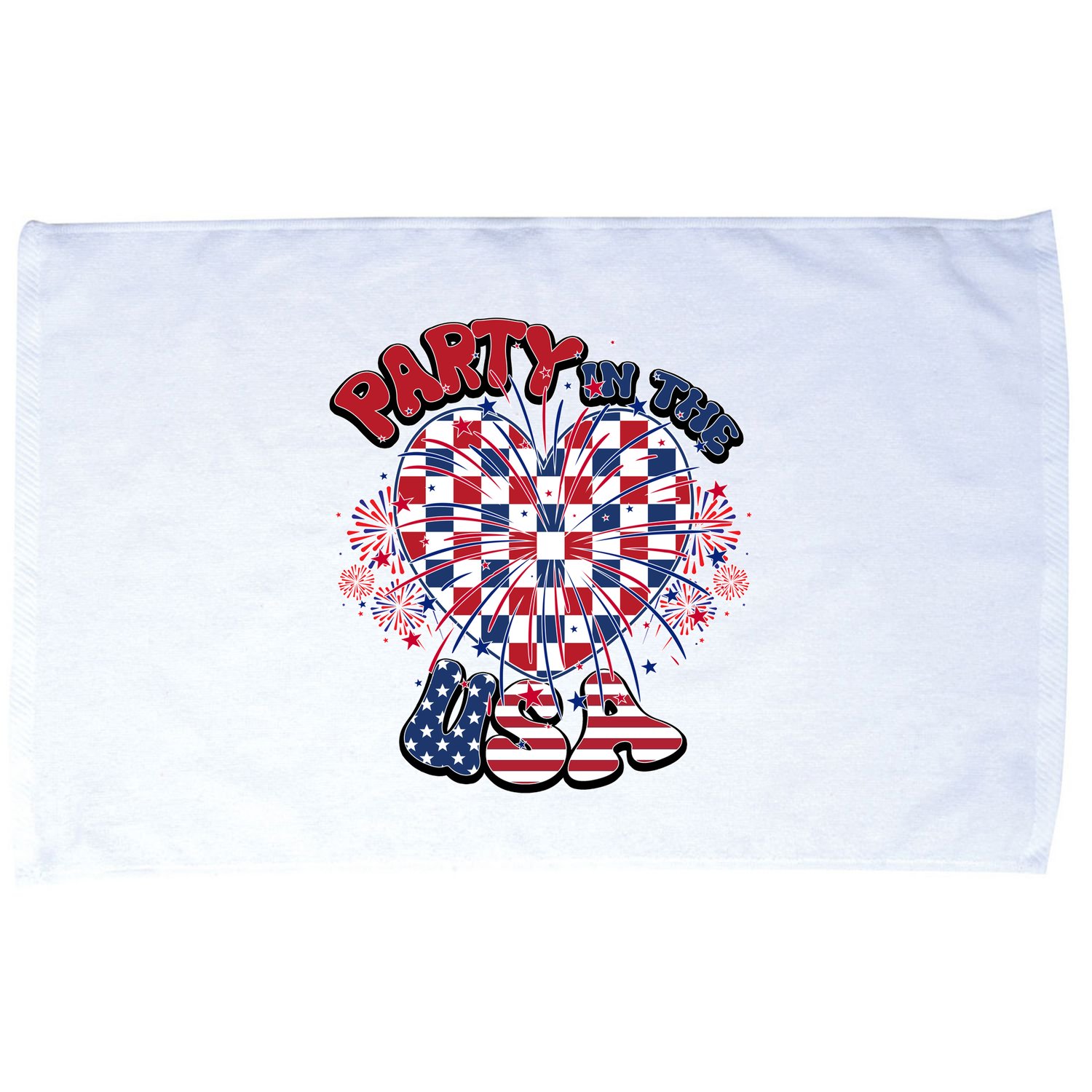 Party In The Usa Firework Red White Blue Heart Microfiber Hand Towel