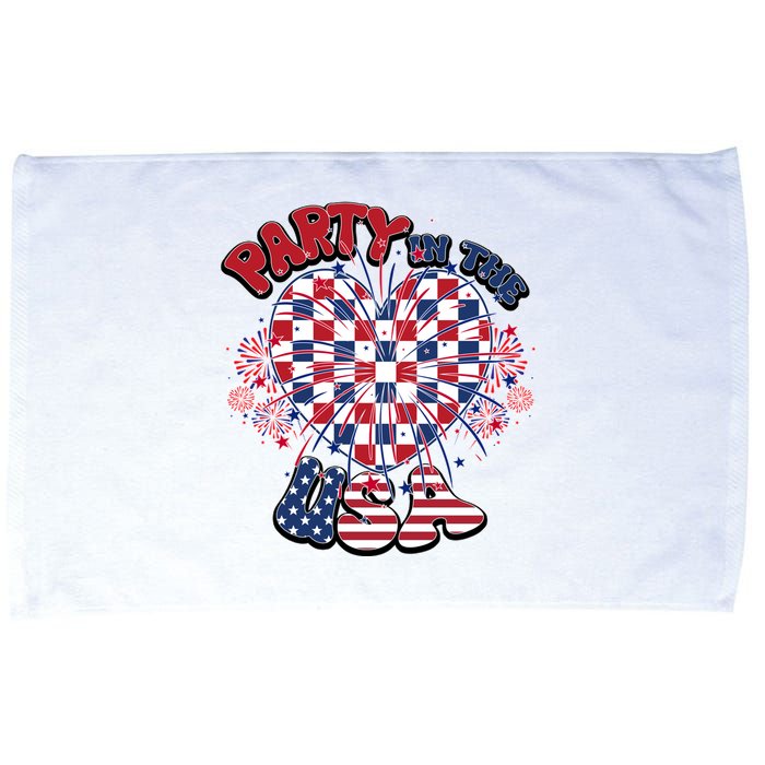 Party In The Usa Firework Red White Blue Heart Microfiber Hand Towel