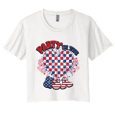 Party In The Usa Firework Red White Blue Heart Crop Top