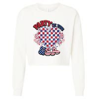 Party In The Usa Firework Red White Blue Heart Cropped Pullover Crew