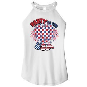 Party In The Usa Firework Red White Blue Heart Women's Perfect Tri Rocker Tank