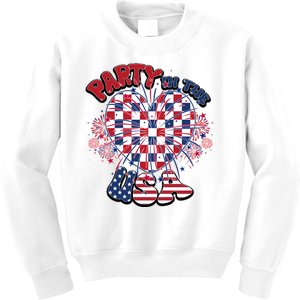 Party In The Usa Firework Red White Blue Heart Kids Sweatshirt