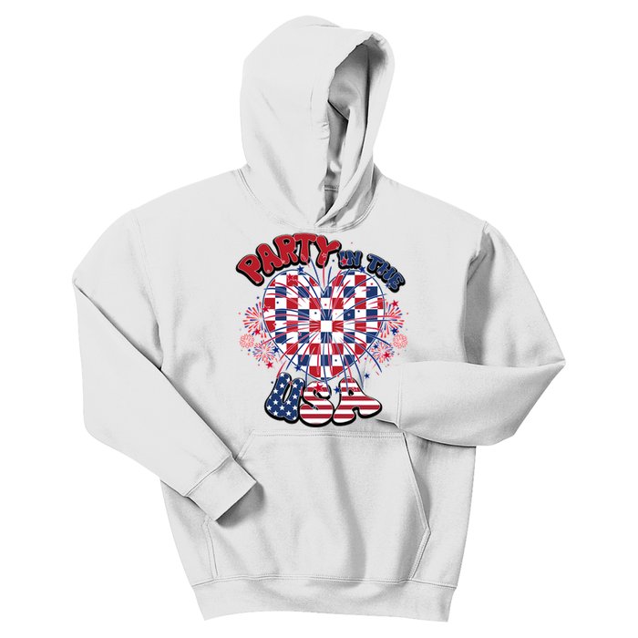 Party In The Usa Firework Red White Blue Heart Kids Hoodie