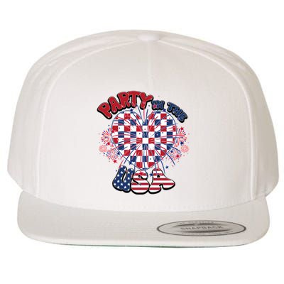 Party In The Usa Firework Red White Blue Heart Wool Snapback Cap