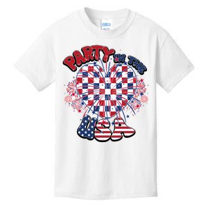 Party In The Usa Firework Red White Blue Heart Kids T-Shirt