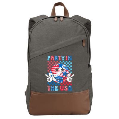 Party In The Usa 4th Of July Preppy Smile Cotton Canvas Backpack