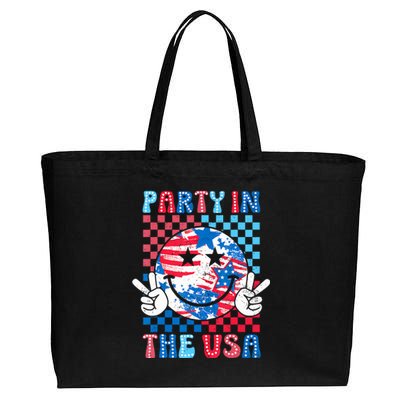 Party In The Usa 4th Of July Preppy Smile Cotton Canvas Jumbo Tote