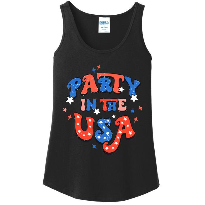 Party In The USA 4th Of July Independence Day USA Vintage Ladies Essential Tank