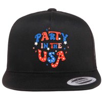 Party In The USA 4th Of July Independence Day USA Vintage Flat Bill Trucker Hat