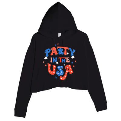 Party In The USA 4th Of July Independence Day USA Vintage Crop Fleece Hoodie