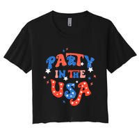 Party In The USA 4th Of July Independence Day USA Vintage Women's Crop Top Tee