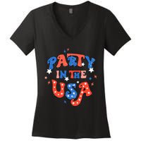 Party In The USA 4th Of July Independence Day USA Vintage Women's V-Neck T-Shirt