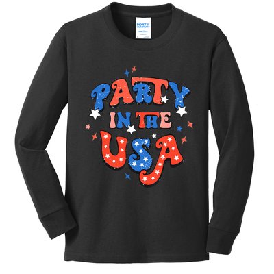 Party In The USA 4th Of July Independence Day USA Vintage Kids Long Sleeve Shirt