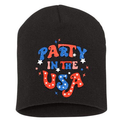 Party In The USA 4th Of July Independence Day USA Vintage Short Acrylic Beanie