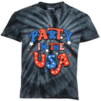 Party In The USA 4th Of July Independence Day USA Vintage Kids Tie-Dye T-Shirt