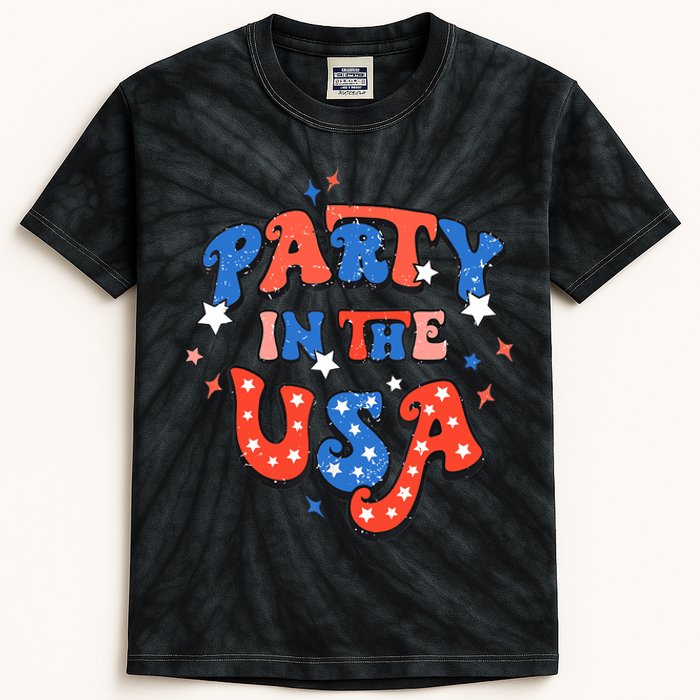 Party In The USA 4th Of July Independence Day USA Vintage Kids Tie-Dye T-Shirt