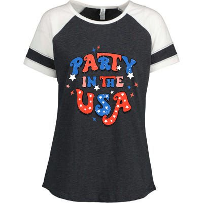 Party In The USA 4th Of July Independence Day USA Vintage Enza Ladies Jersey Colorblock Tee