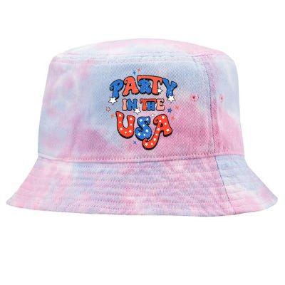 Party In The USA 4th Of July Independence Day USA Vintage Tie-Dyed Bucket Hat