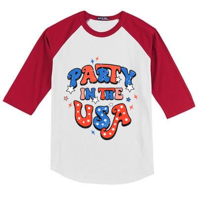 Party In The USA 4th Of July Independence Day USA Vintage Kids Colorblock Raglan Jersey