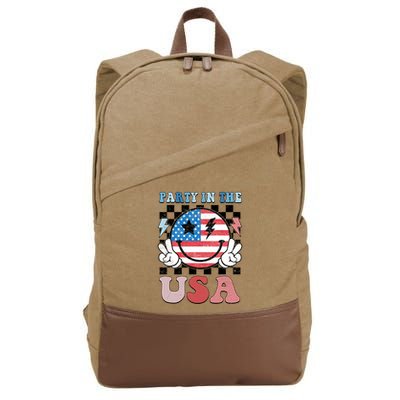 Party In The Usa Flag 4th Of July Cotton Canvas Backpack
