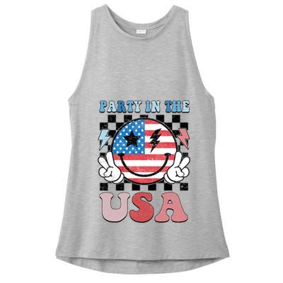 Party In The Usa Flag 4th Of July Ladies PosiCharge Tri-Blend Wicking Tank