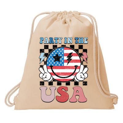 Party In The Usa Flag 4th Of July Drawstring Bag