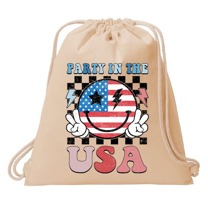 Party In The Usa Flag 4th Of July Drawstring Bag