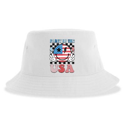 Party In The Usa Flag 4th Of July Sustainable Bucket Hat
