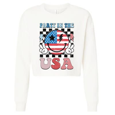 Party In The Usa Flag 4th Of July Cropped Pullover Crew