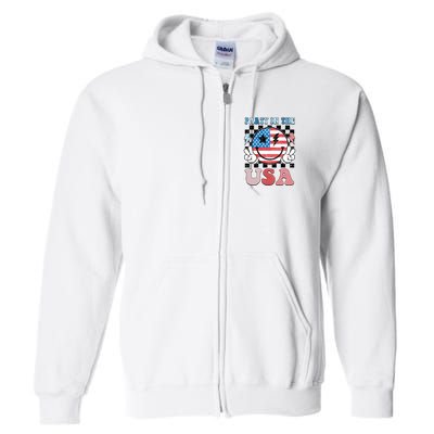 Party In The Usa Flag 4th Of July Full Zip Hoodie