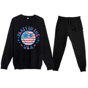 Party In The Usa 4th Of July Preppy Smile Premium Crewneck Sweatsuit Set