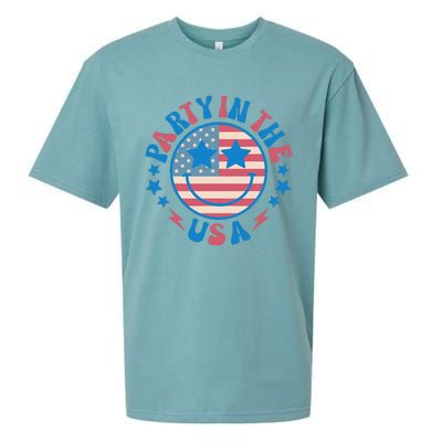 Party In The Usa 4th Of July Preppy Smile Sueded Cloud Jersey T-Shirt