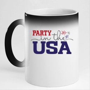 Party In The USA Fourth Of July 11oz Black Color Changing Mug