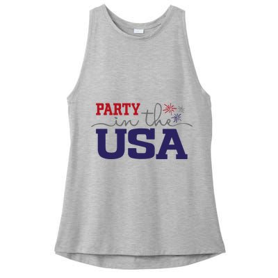 Party In The USA Fourth Of July Ladies PosiCharge Tri-Blend Wicking Tank