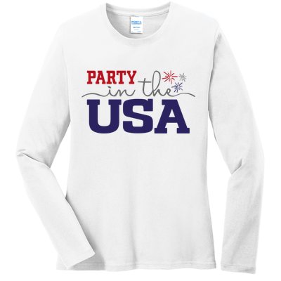 Party In The USA Fourth Of July Ladies Long Sleeve Shirt