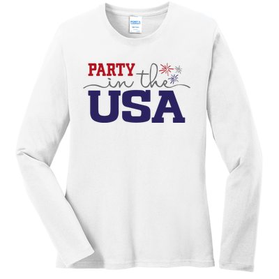 Party In The USA Fourth Of July Ladies Long Sleeve Shirt