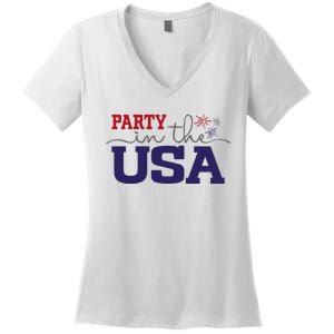 Party In The USA Fourth Of July Women's V-Neck T-Shirt