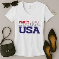 Party In The USA Fourth Of July Women's V-Neck T-Shirt