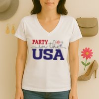 Party In The USA Fourth Of July Women's V-Neck T-Shirt