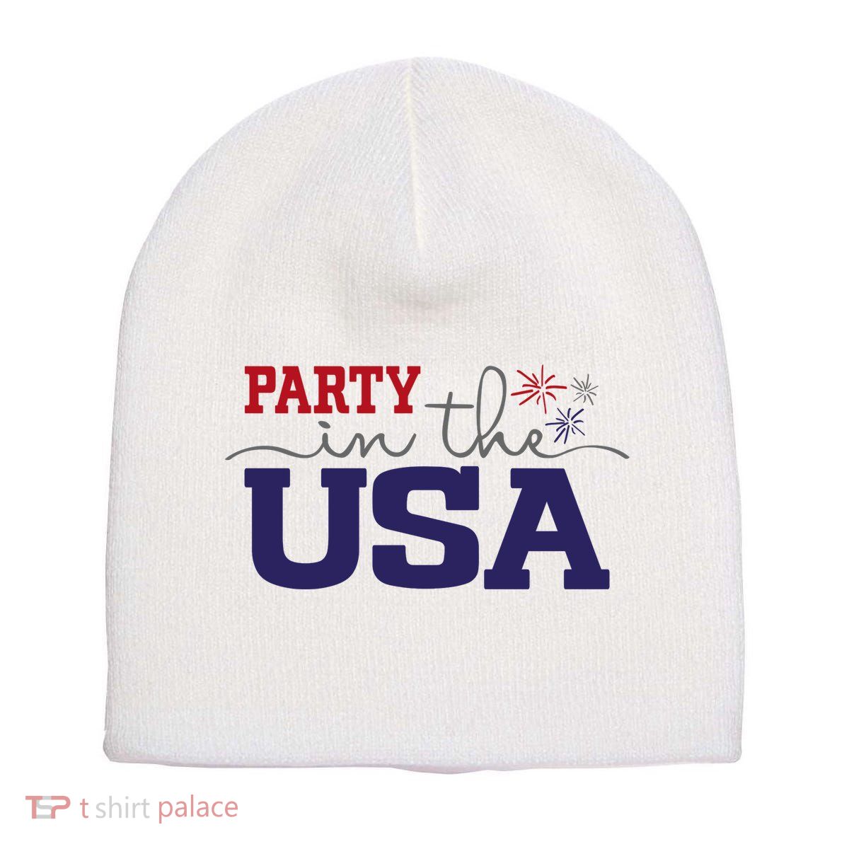 Party In The USA Fourth Of July Short Acrylic Beanie