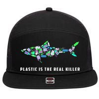 Plastic Is The Real Killer Costume Shark Save Ocean Cool Gift 7 Panel Mesh Trucker Snapback Hat