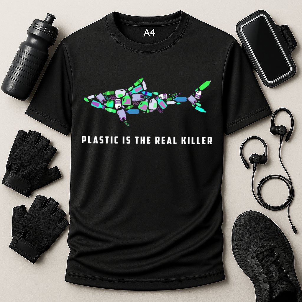 Plastic Is The Real Killer Costume Shark Save Ocean Cool Gift Cooling Performance Crew T-Shirt